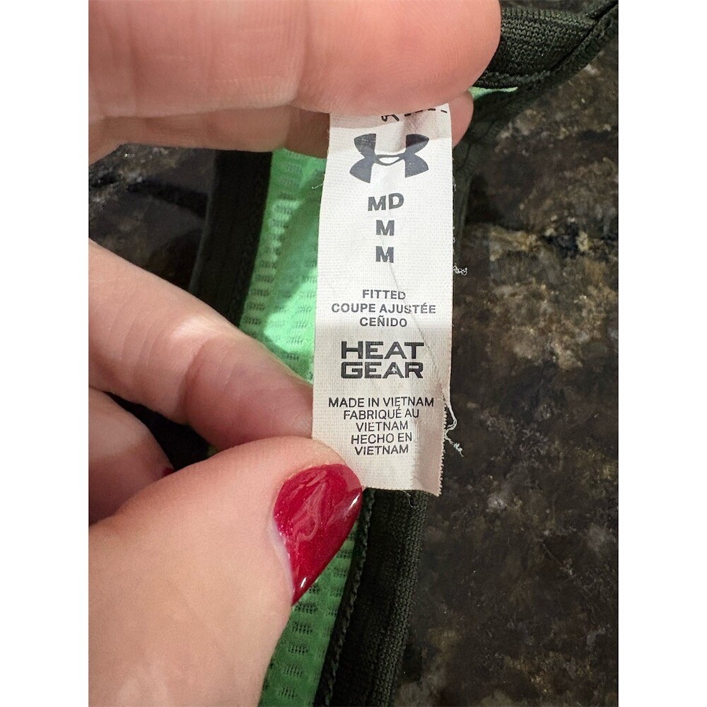 Under Armour HeatGear Tank Top Womens M Green Racerback Athletic - Picture 7 of 8